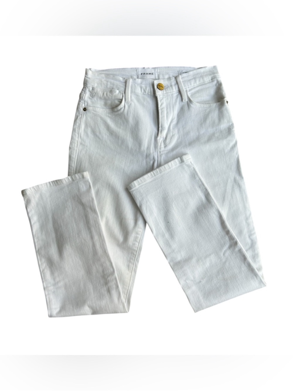 FRAME Le High Straight White Jeans High Rise Straight Leg Denim Size 25